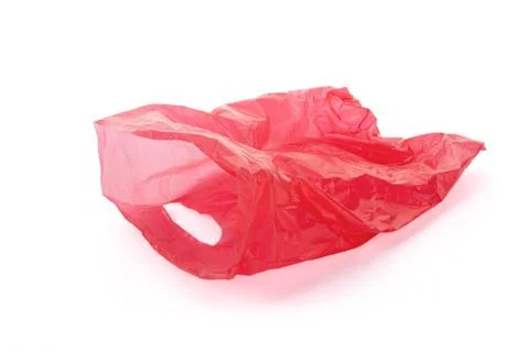 Empty red plastic bag isolated on white background Stock Photos