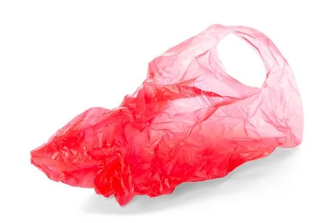 Empty red plastic bag isolated on white background Stock Photos