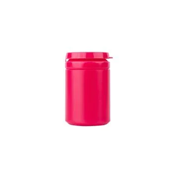 Empty red plastic container mockup isolated over white background Stock Photos