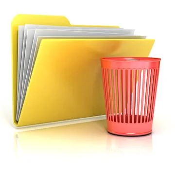 Empty red recycle bin folder icon, 3D Stock Illustration