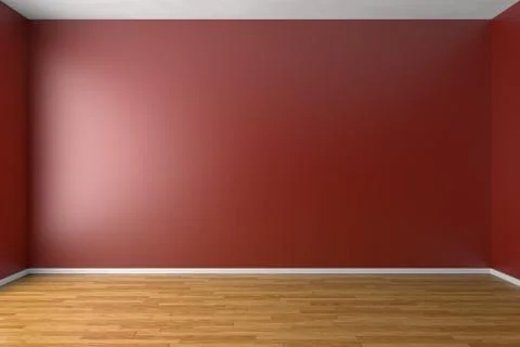 Empty red room with parquet floor Stock Illustration