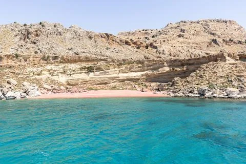 Empty Red Sand beach accessible only by boat (Rhodes, Greece) Stock-Fotos