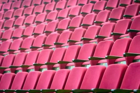Empty red seats in classrooms Stock Photos