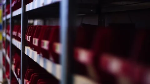 Empty Red Seats in Dark Theatre Auditorium, Seen Through Railings, Static Shot Stock Footage 340330883