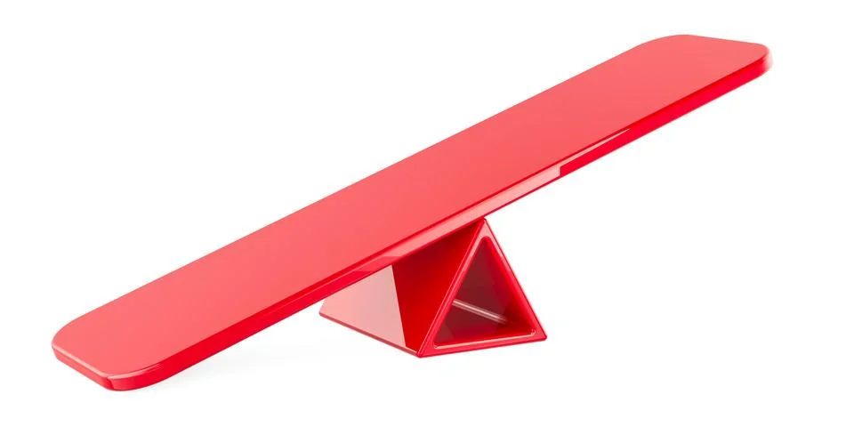 Empty Red Seesaw Unbalanced, 3D rendering Stock Illustration