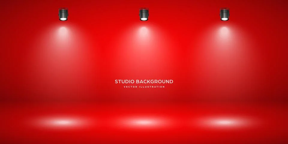 Empty red studio abstract background with spotlight effect. Product showcase Stock Illustration