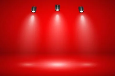 Empty red studio abstract background with spotlight effect. Product showcase Stock Illustration