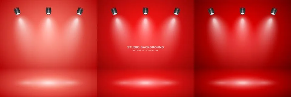 Empty red studio abstract backgrounds with spotlight effect. Product showcase Stock Illustration