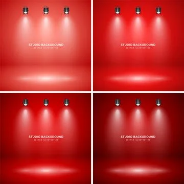 Empty red studio abstract backgrounds with spotlight effect. Product showcase 스톡 일러스트