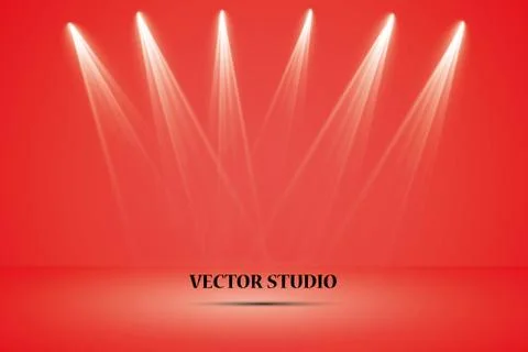 Empty red studio room, used as background for display your products - Vector Stock Illustration