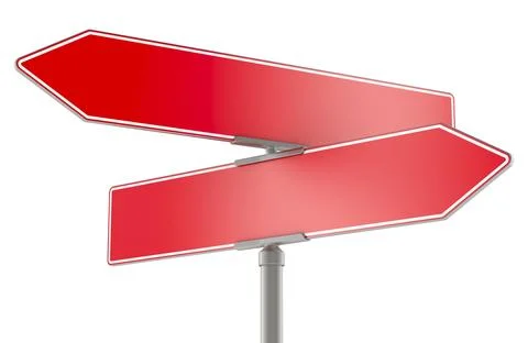 Empty red traffic road sign arrows, opposite traffic signs, 3D rendering Stock Illustration
