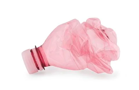 Empty red used water bottle for recycling Stock Photos