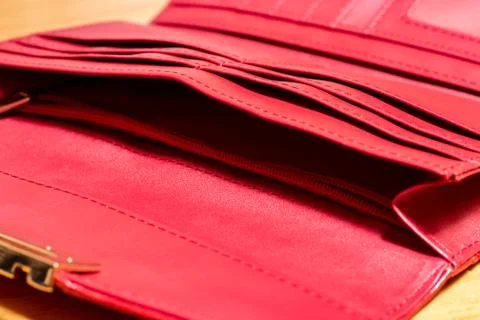 Empty red wallet. Economic crisis due to Covid-19 Stock Photos