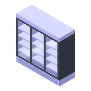 Empty refrigerated display case is waiting for products in supermarket Stock Illustration