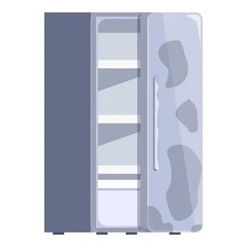 Empty refrigerator with open door displaying vacant shelves, maintaining fo.. Stock Illustration