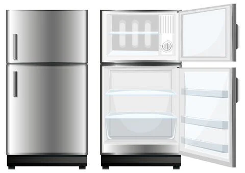 Empty refrigerator with opened door Stock Illustration
