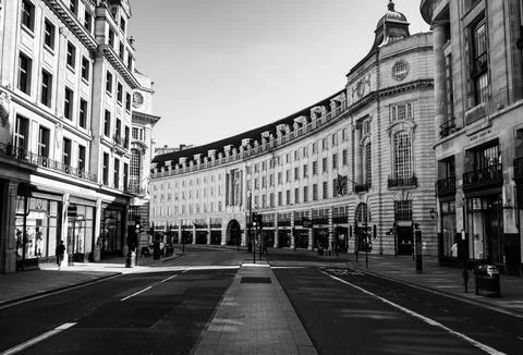Empty Regent street central london during lockdown 2020 Stock Photos