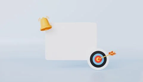 Empty reminder pop up, notification bell icon with darts Stock Illustration