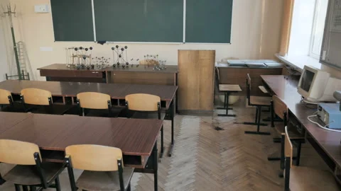 Empty Research Laboratory With Molecular Structures. Stock Footage 138157814