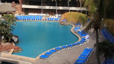 Empty Resort Pool in Mazatlan, Mexico Stock Footage 1117824