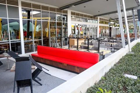 Empty restaurant in Australia during the lockdown Stock Photos