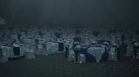 Empty restaurant with covered tables Видео 58786618