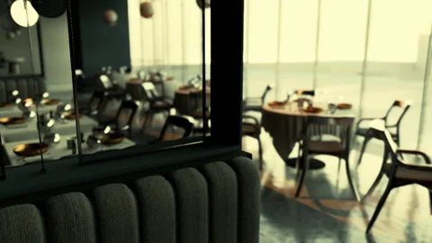 Empty restaurant with cozy tables waiting for guests during the daytime Vidéo 284731638