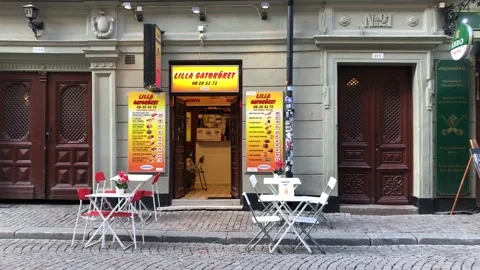 Empty restaurant during Coronavirus / Covid-19 pandemic, Stockholm, Sweden Stock Footage 130526002