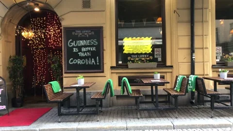 Empty restaurant during Coronavirus / Covid-19 pandemic, Stockholm, Sweden Stock Footage 130526035