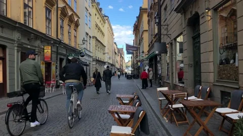 Empty restaurant during Coronavirus / Covid-19 pandemic, Stockholm, Sweden Stock Footage 130526059