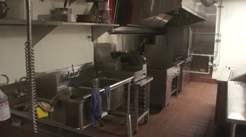 Empty Restaurant Kitchen Stock Footage 1911439