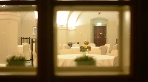 Empty restaurant - night - shot through window Stock Footage 43233648