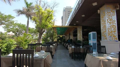 Empty restaurant no tourists because of lockdown, closed borders Stock-Footage 130834116