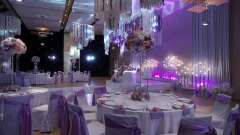 Empty restaurant with prepared interior Stock Footage 81673684