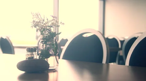 Empty restaurant seats panoramic Видео 56357651