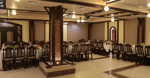 Empty Restaurant Set up. Interior. Video stock 51447551
