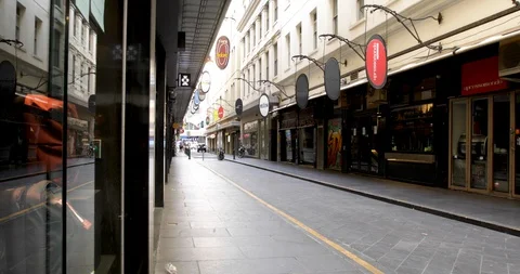 Empty Restaurant Street During Coronavirus Shutdown Video stock 129349481