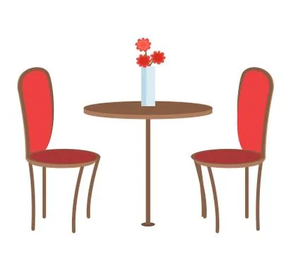 Empty Restaurant Table with Three Flowers in Vase Stock Illustration