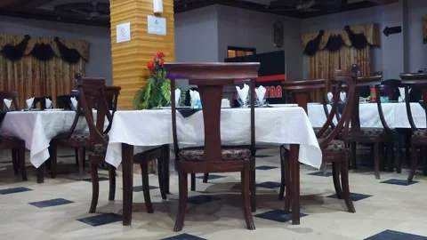 Empty Restaurant Tables In A Luxury Hotel: Islamabad, Pakistan. 27 Apr 2026 Stock Footage 333634273