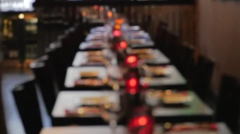 Empty restaurant tables in a row 스톡 동영상 40975527