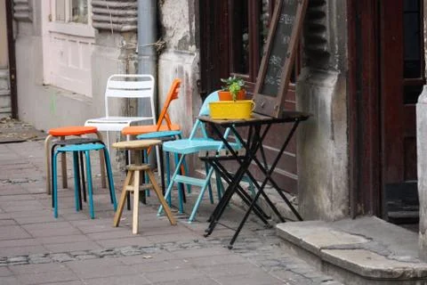 Empty restaurant terrace Stock Photos