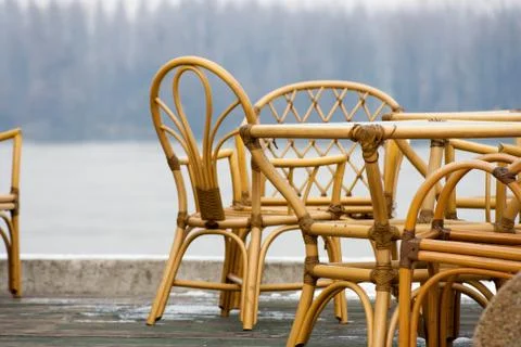 Empty restaurant terrace Stock Photos