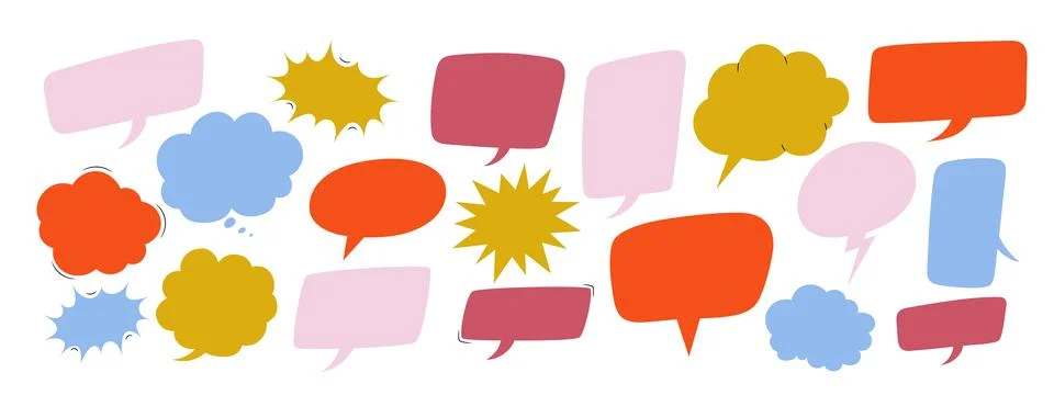 Empty retro comic speech bubble and thinking sign symbols. Vector illustratio Stock Illustration