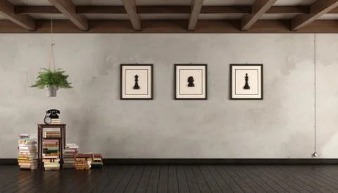 Empty retro living room Illustrazione stock