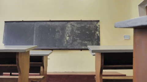 Empty Retro, Outdated Classroom,  Lecture Hall Stock Footage 139615588