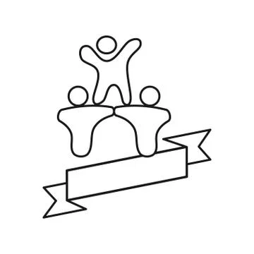 Empty ribbon people Commitment Teamwork Together Outline Logo Illustrazione stock