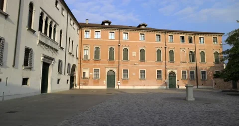 Empty Rinaldi square view at sunrise Treviso Italy Stock Footage 150155462