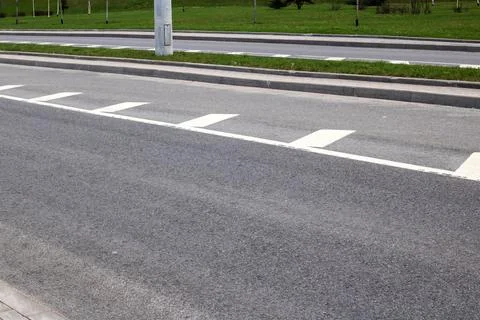 Empty Road and lawn, background or texture Stock Photos