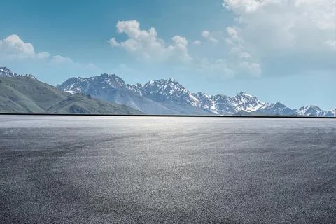 Empty road and mountain nature background. Stock Photos