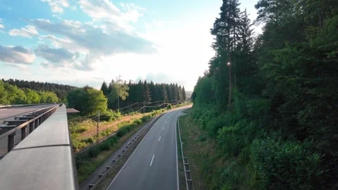 Empty Road And Railway Landscape Stock Footage 338427169